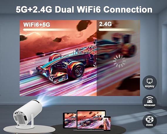 Mini Projector 4K 1080P Wifi, Compatible with Mobilephone