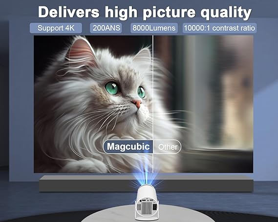 Mini Projector 4K 1080P Wifi, Compatible with Mobilephone